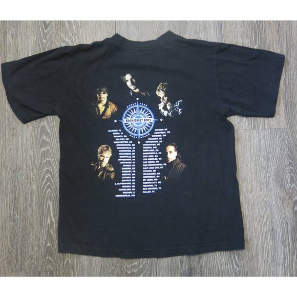 VINTAGE Y2K BACKSTREET BOYS Black Blue Tour Concert Shirt Black *see size notes - Picture 4 of 8